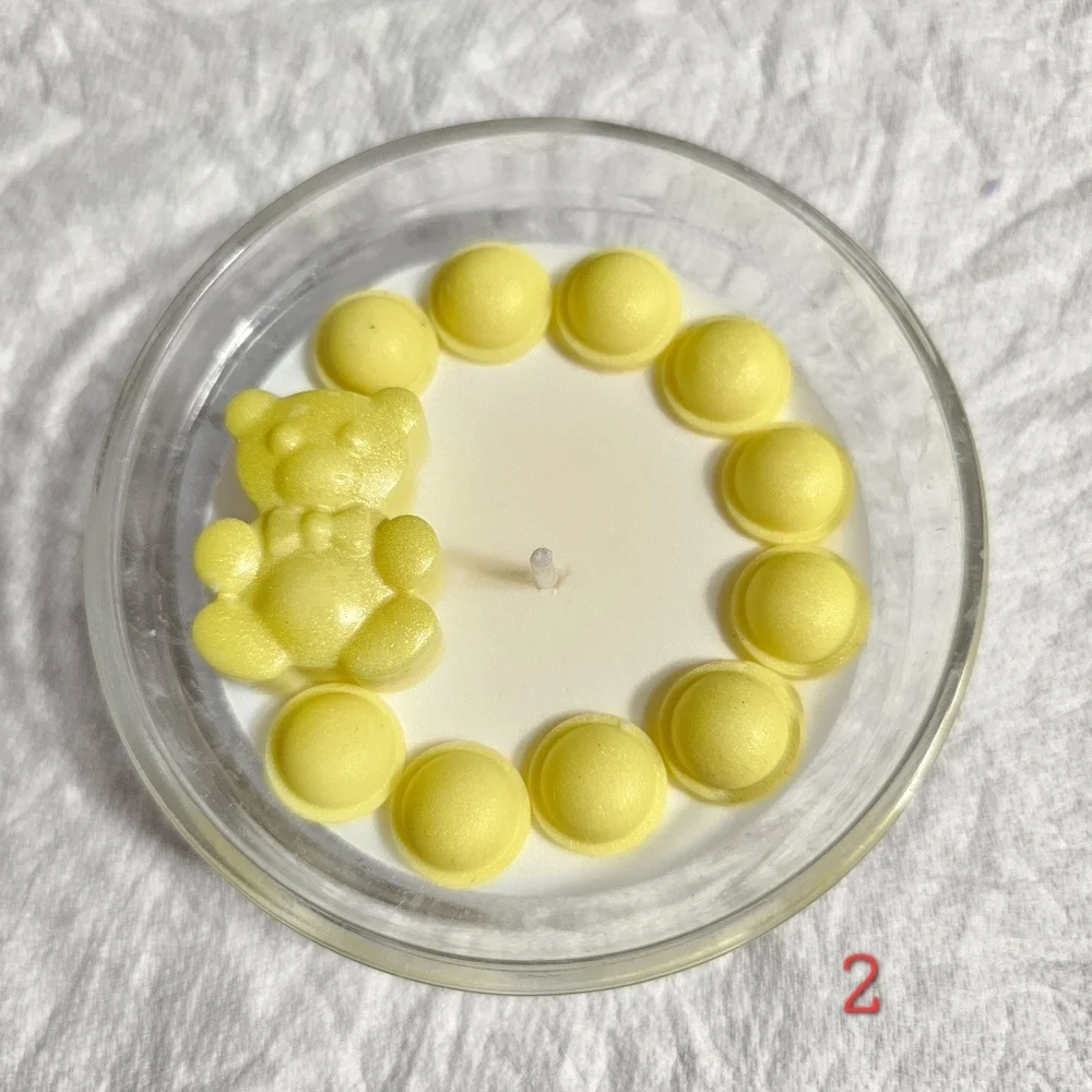 6 Personalized Yellow Bear Scented Baby Shower Birthday Candle Favors Giveaways